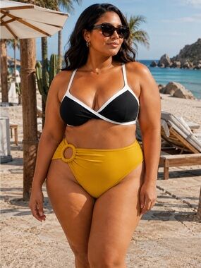 NWT | Gabifresh x Swimsuits For All | High-Waisted Bikini Bottoms Yellow Size 20